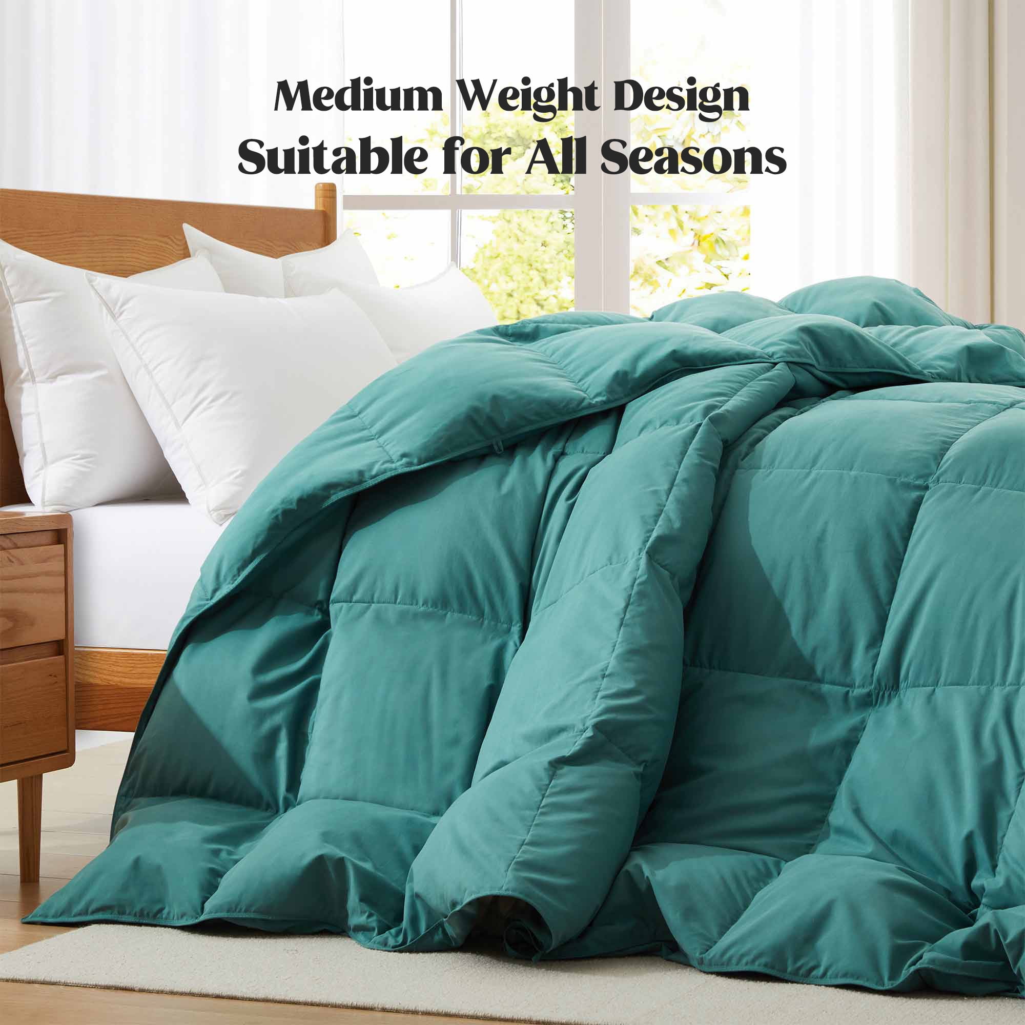 Ultra Soft Peach Skin All Seasons Goose Down Feather Comforter Hotel