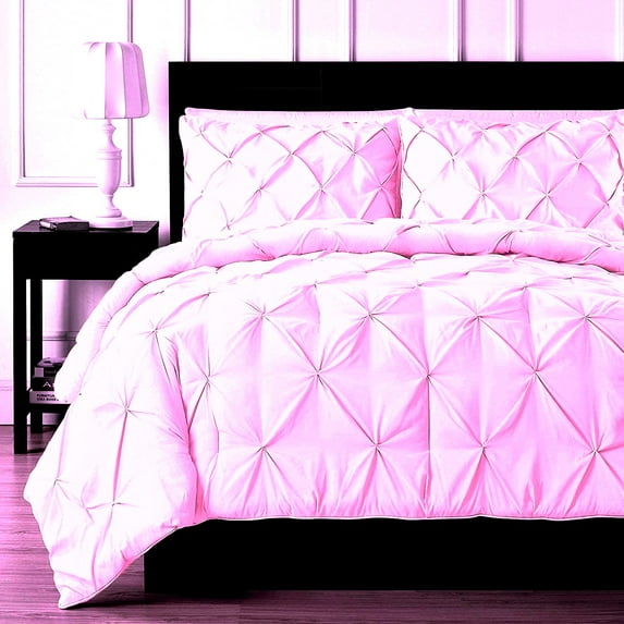 Ultra Soft Pinch Duvet Cover 3 Piece Set Queen(90''x 90'') 600 Thread Count 100% Natural Cotton Pinch Duvet Cover With Two Pillow Shams & Corner Ties Lightweight ( Blush)