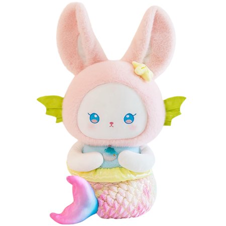 Ultra-Soft Pink Mermaid Stuffed Pillow Cuddle Bunny Shape Mermaid Plush Toy Gifts/14''