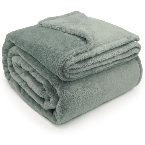 Ultra Soft Plush Fleece Throw Blanket, Double Sided Cozy Thick Warm Blanket for Sofa & Bed, Throw XL (60" x 70"), Sage Green