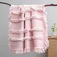 thumbnail image 1 of Ultra Soft Pre-Washed Quilted Throw Blanket, Ruffle Fringed Cream Boho Decorative Throw, Stone Washed Rustic Cozy Blanket for Sofa Couch Bed Chair, 50"x60", 1 of 8