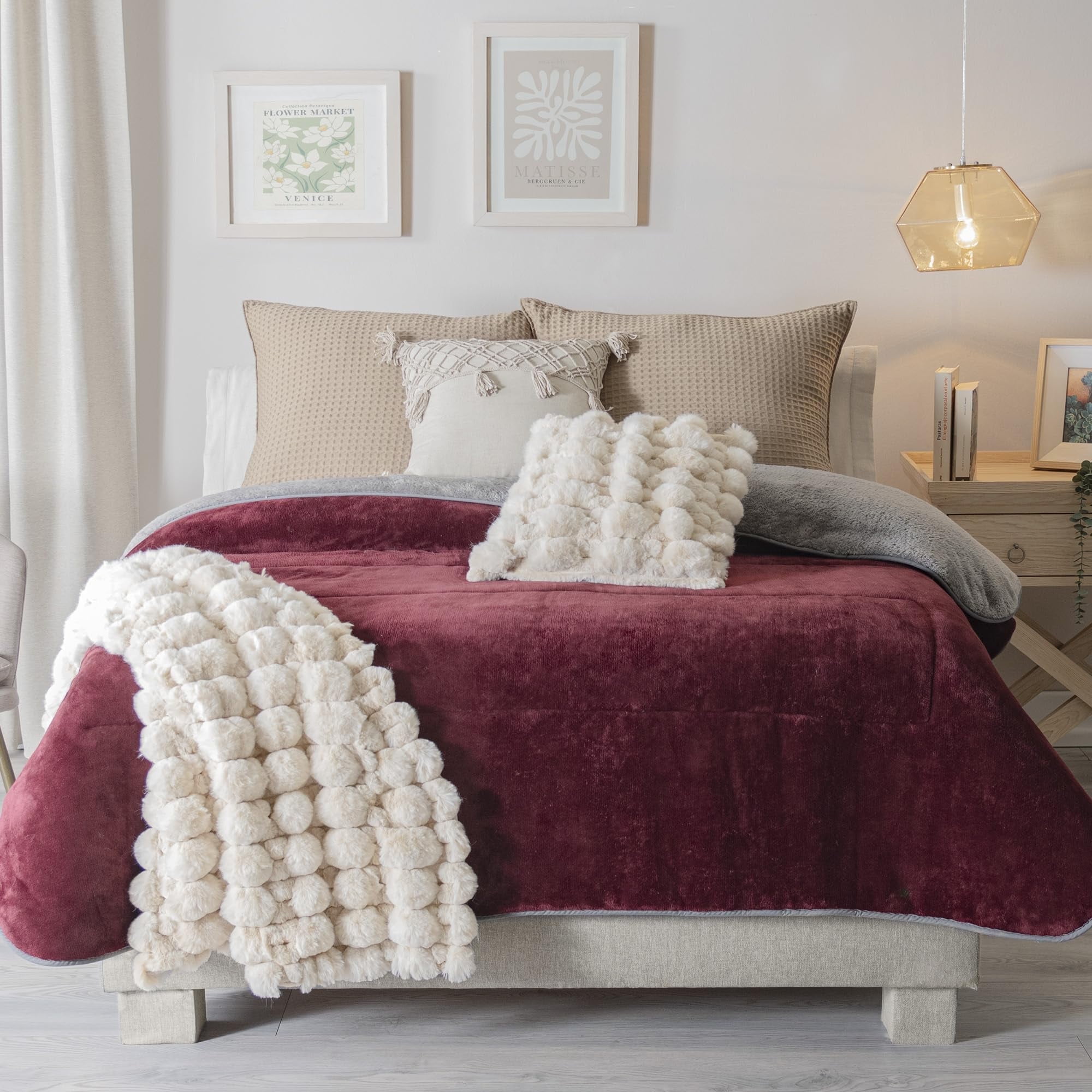 Ultra-Soft Queen/King Size Sherpa Blanket, Cozy and Warm Double-Sided ...