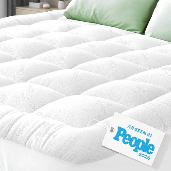 Ultra Soft Queen RV Size Mattress Topper Rayon Derived from Bamboo Pillow Top Pad White