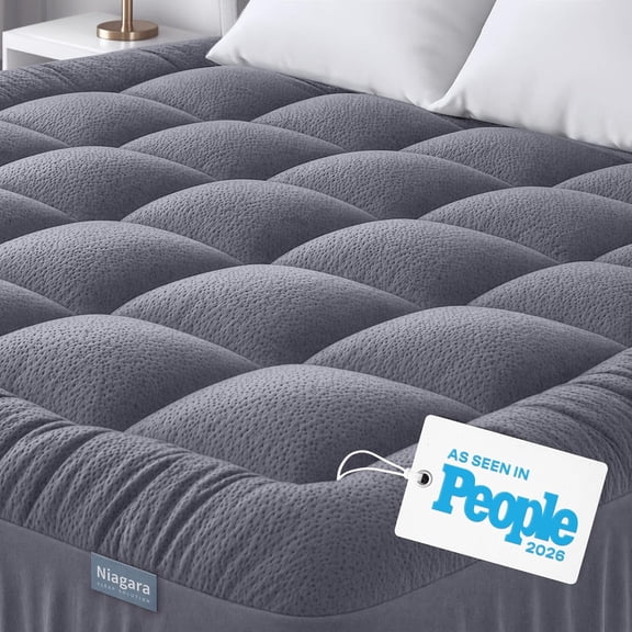 Ultra Soft Queen RV Size Mattress Topper Rayon from Bamboo Pillow Top Naturally Cooling Gray
