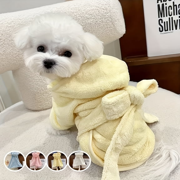 Ultra-Soft Quick-Dry Pet Bathrobe for Small & Medium Dogs & Cats - All-Season Lightweight Design with Safety Closure, Easy-Button Entryway, Machine Washable, Cozy Fleece-Lined for Warmth, Pet Washrob