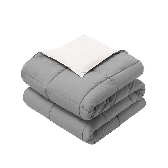 Ultra Soft Reversible Plush Down Alternative Blanket -Full/Queen- White/Gray