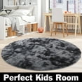 thumbnail image 1 of Ultra Soft Round Area Rug for Bedroom, Fluffy Plush Circle Rug for Kids Rooms Living Room Playroom Dorm, Black, 1 of 7