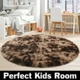 thumbnail image 1 of Ultra Soft Round Area Rug for Bedroom, Fluffy Plush Circle Rug for Kids Rooms Living Room Playroom Dorm, Brown, 1 of 7