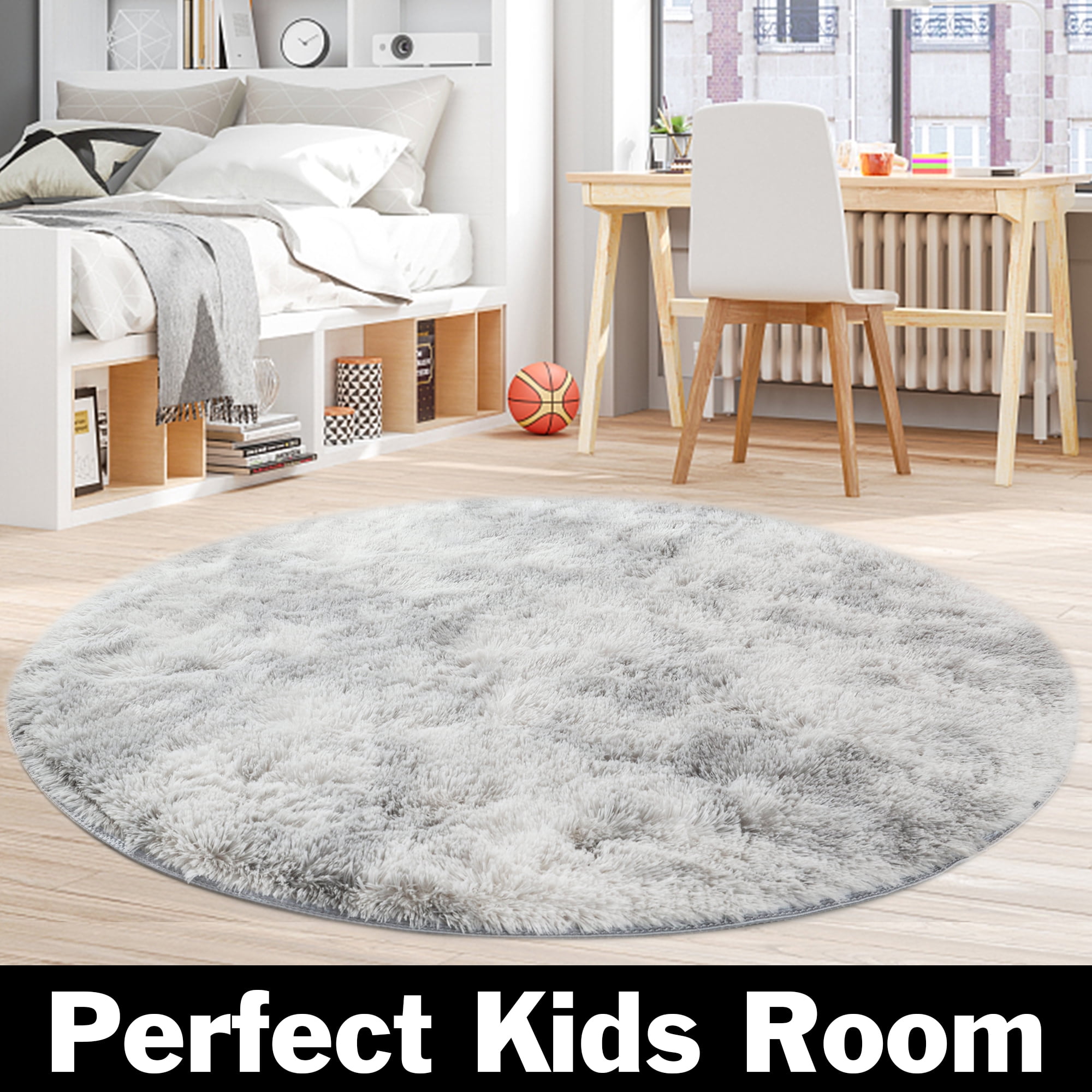 Ultra Soft Round Area Rug for Bedroom, Fluffy Plush Circle Rug for Kids ...