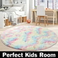 thumbnail image 1 of Ultra Soft Round Area Rug for Bedroom, Fluffy Plush Circle Rug for Kids Rooms Living Room Playroom Dorm, Rainbow, 1 of 7