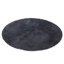 Ultra Soft Round Faux Sheepskin Fur Area Rug, Grey Circular Shaggy Rug, Round Fluffy Rugs Plush Circle Floor Carpet for Bedroom Kids Room Floor Decor Gray