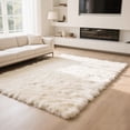 thumbnail image 1 of Ultra Soft Rug for Living Room, 4'x6' Fluffy Shag Area Rug for Bedroom, Dorm Bedside Modern Home Decor, Cream White, 1 of 8