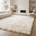 thumbnail image 1 of Ultra Soft Rug for Living Room, 6'x9' Fluffy Shag Area Rug for Bedroom, Dorm Bedside Modern Home Decor, Cream White, 1 of 8