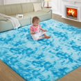 thumbnail image 1 of Ultra Soft Rug for Living Room, 8X10 Fluffy Shag Area Rug for Bedroom, Modern Shaggy Carpets Fuzzy Rug for Teens Dorm Nursery Home Decor Aesthetic, Upgrade Anti-Skid Durable, Tie-Dyed Blue, 1 of 18