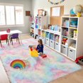thumbnail image 1 of Cshidworld Ultra Soft Rug for Living Room, 8X10 Fluffy Area Rug for Bedroom, Modern Shaggy Carpets Fuzzy Rug for Teens Dorm Bedside Home Decor Aesthetic, Heavy Duty Non Slip, Rainbow, 1 of 7
