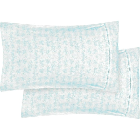 Ultra Soft Set of 2 Sea Waves Print Pillowcases - 1500 Premium Hotel Quality Microfiber, Soft and Smooth Envelope Closure 2-Piece Pillow Covers - Standard/Queen, Wave Aqua