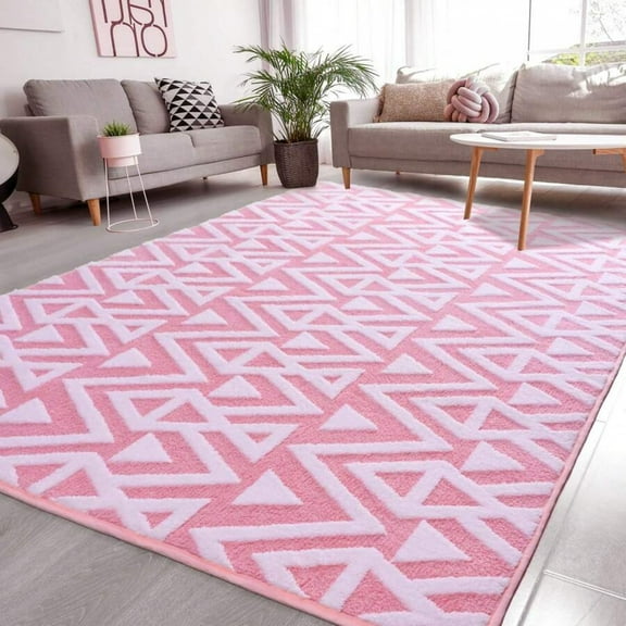 Ultra Soft Shaggy Memory Foam Rug, Plush Geometric Textured Area Rug, Special for Bedroom & Living Room Couch Area, Non-Slip Carpet for Dorm Decoration