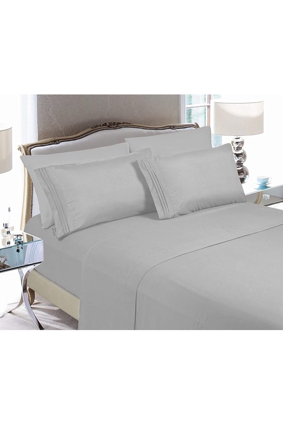 Ultra-Soft Sheet Set 1500 Collection - Deep Pockets , King, Silver