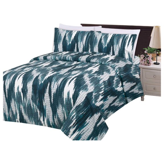 Ultra Soft Silky Deep Pocket Rich Printed Bedding Rayon from Bamboo All Season 6 Pieces Sheet Set with 4 Pillowcases, Modern Navy Blue Ikat Pattern King Size