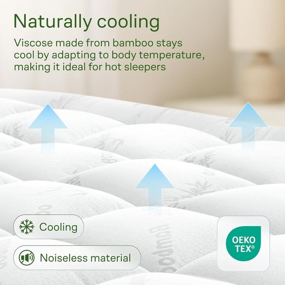 Ultra Soft Size Mattress Topper - Viscose Made From Pillow Top Pad For Naturally Hot Sleepers  White