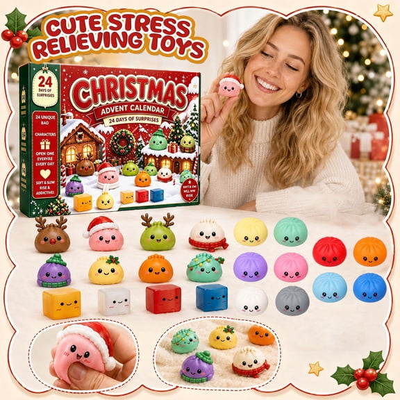 Ultra Soft & Stretchy Mini Taba Squishy Advent Calendar, Surprise Holiday Gift Suitable for Kids Ages 6 and Up
