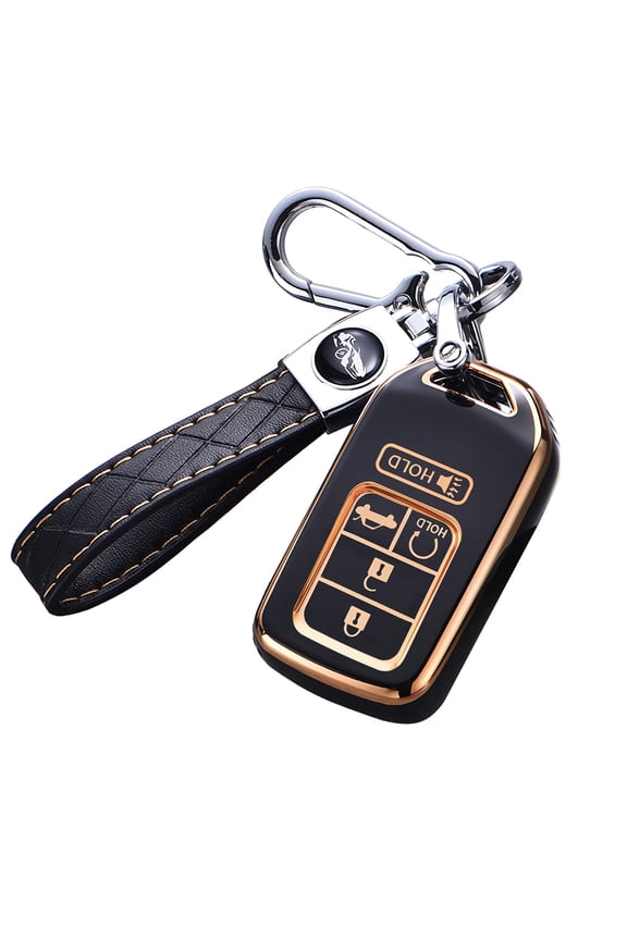 Premium Soft TPU Full Coverage Key Fob Case with Keychain for 2016-2022 Honda Accord Civic CR-V Pilot Ridgeline Passport Durable Smart Remote Protector with Secure Fit Design