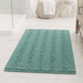 thumbnail image 1 of PrimeBeau Chenille Shaggy Rug Striped Microfiber Polyester Bath Rugs, 20" x 32", Machine Washable, Duckegg Shell Color, 1 of 8