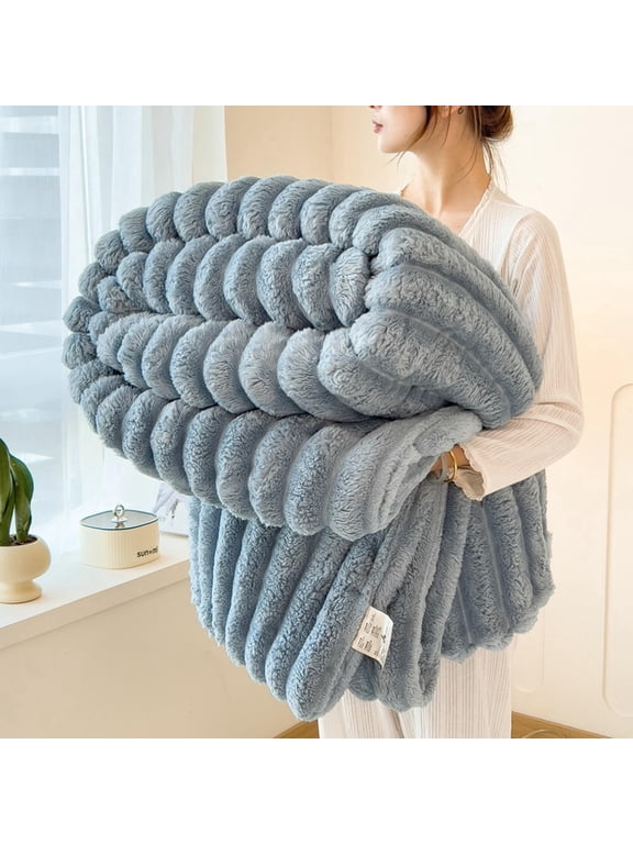  Ultra Soft Thick Fluffy Plush Blanket, Warm Cozy Fuzzy Cover for Couch Sofa Bed, Comfortable All Season Nap Throw Blanket for Adults 