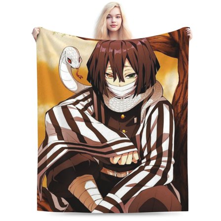 Ultra Soft Throw Plush, Demon Slayer Iguro Obanai Bedding Fleece Blanket for Sofa Bed Travel 40"x30"