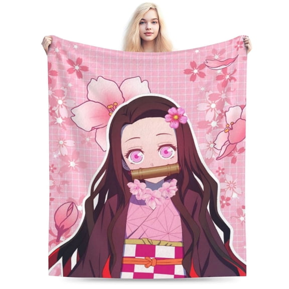 Ultra Soft Throw Plush, Demon Slayer Kamado Nezuko Bedding Fleece Blanket for Sofa Bed Travel 40"x30"