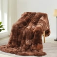 thumbnail image 1 of Ultra Soft Tie-Dye Plush Throw Blanket, Fuzzy Fur Throws, Cozy Fluffy Blankets for Sofa, Couch, Living Room Decor, Warm Gift for Women 51X63 Inches （Coffee）, 1 of 6