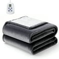 thumbnail image 1 of Ultra-Soft Twin Size Electric Heated Blanket - Machine Washable with 10 Heat Settings & Auto Shut-Off, Grey, 1 of 7