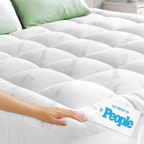 Ultra Soft Twin Size Mattress Topper - Viscose Made from Bamboo Pillow Top Mattress Pad for Back Pain Relief - Naturally Cooling for Hot Sleepers, White