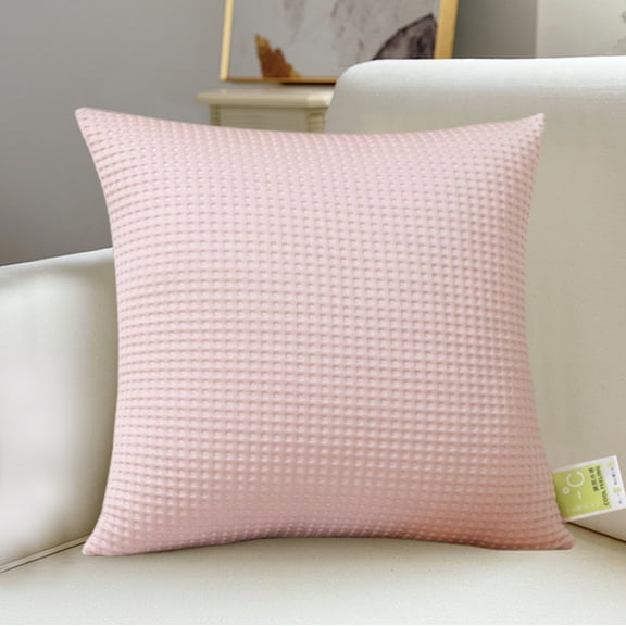 Ultra Soft Waffle Weave Euro Pillows,18" x 18" Bed Pillows,Breathable & Skin-Friendly Bed Pillow for Stylish Home Decor,Pink