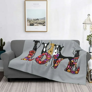 Ultra-Soft Warm Love Hounds Throw Blanket  Greyhound Whippet Sighthound Dog Blanket for Bed Office Couch Bedspreads Quilt