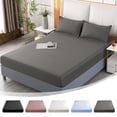 thumbnail image 1 of Ultra Soft Washed Cotton Fitted Sheet Queen Size 59" x 79", All Around Non Slip Mattress Cover, Dust Proof Bed Sheet, Single Piece, 1 of 7