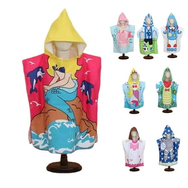 Ultra Soft Wearable Hooded Bathrobe for Boys and Girls, Cute Printed Kids Bath Towel Robe, Absorbent and Cozy Yellow