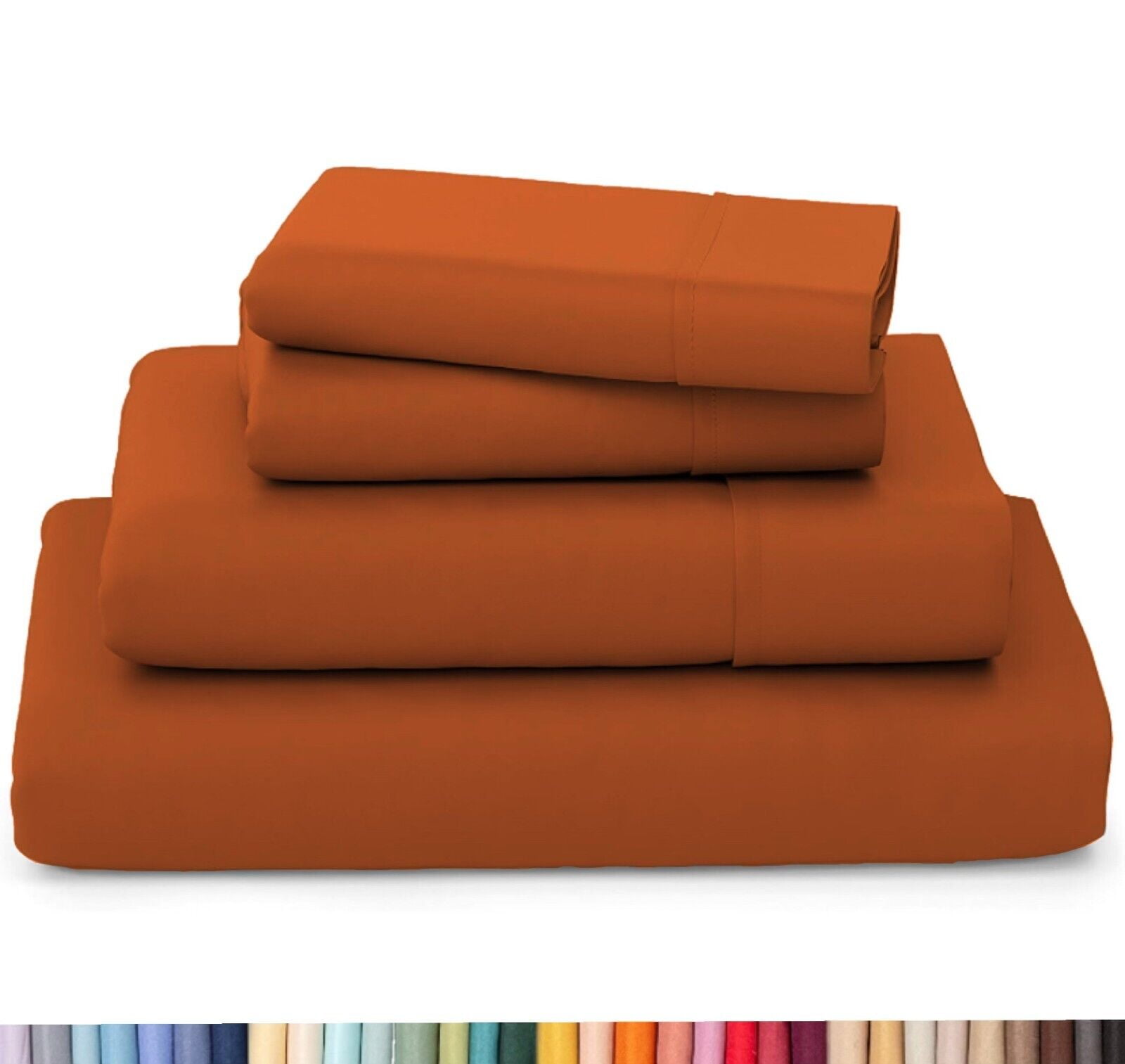 King Burnt Orange Bamboo and Polyester Deep Pocket Sheet Set
