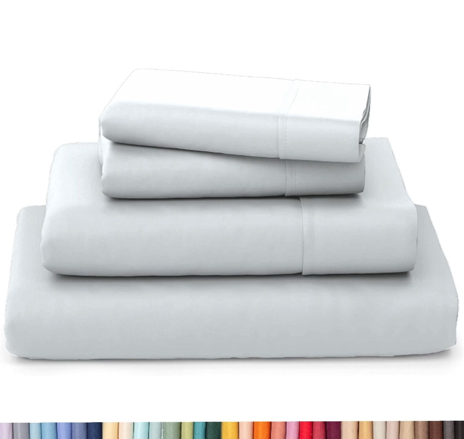 Queen White Bamboo and Polyester Deep Pocket Sheet Set