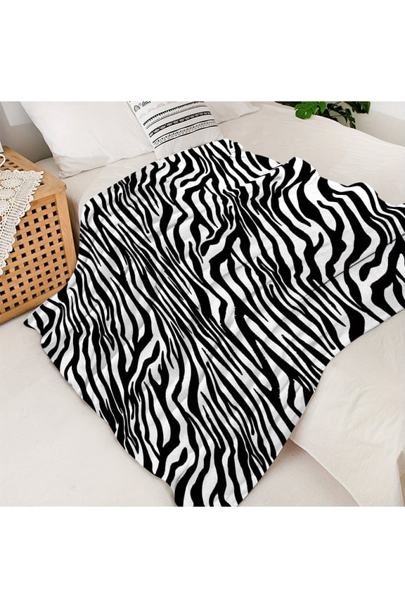 Ultra-Soft Zebra Print Flannel Blanket - Lightweight, Comfortable Nap Throw for Sofa and Bed, Perfect Christmas Gift, Contemporary Style, 100% Polyester, Flannel, Nap Blanket, Contemporary Style