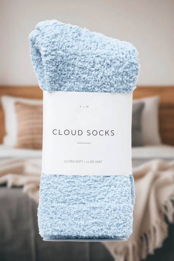 Ultra Soft and Warm Cloud Socks for Women and Men - Cozy Luxury Sleep Socks in Plush Fabric, Perfect for Relaxing at Home, Blue Color, One Pair