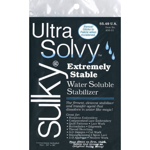 Ultra Solvy Water - Soluble Stabilizer - 19.5" X 36"