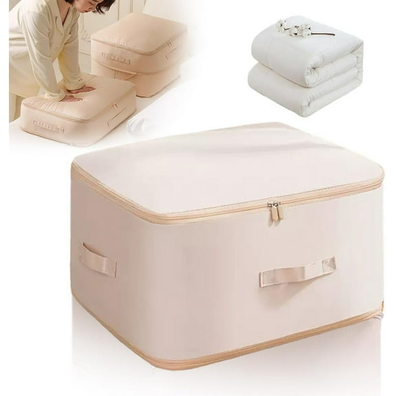 Ultra Space Saving Self Compression Organizer, 2024 Upgrade Space Saver Quilt Compression Storage Bag, Premium Comforter Storage Bag Packaging Cube Bedding Storage Bag (Blue, Large(54x42x30cm))