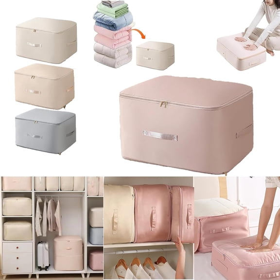 Ultra Space Saving Self Compression Organizer,Portable Heavy Duty Moving Bags Storage Tote for Space Saving,Space Saving Self Compression Organizer for Comforters,Blankets,Bedding. (Pink, X-Large)