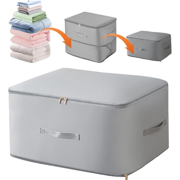 Ultra Space Saving Self Compression Organizer, Upgraded Space Saving Self Compression Organizer Space Bags, Premium Comforter Packaging Cube Bedding Storage Bag (Light Grey, X-Large 544260cm)