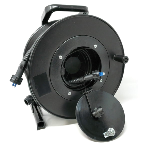 Ultra Spec Broadcast Deployable 100M 2 Strand Mil-Tac Outdoor Rated LC to LC Fiber Cable on Modular Reel