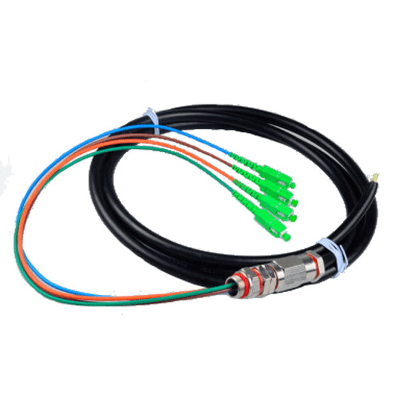 Ultra Spec Cables - SC/APC (4 Strand) Singlemode (9/125) Fiber Optic Waterproof Armored Splice Pigtail - 5M