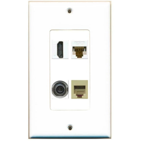 Ultra Spec Cables - 1 Gang HDMI Cat6 3.5mm Rj11-12 Phone Wall Plate