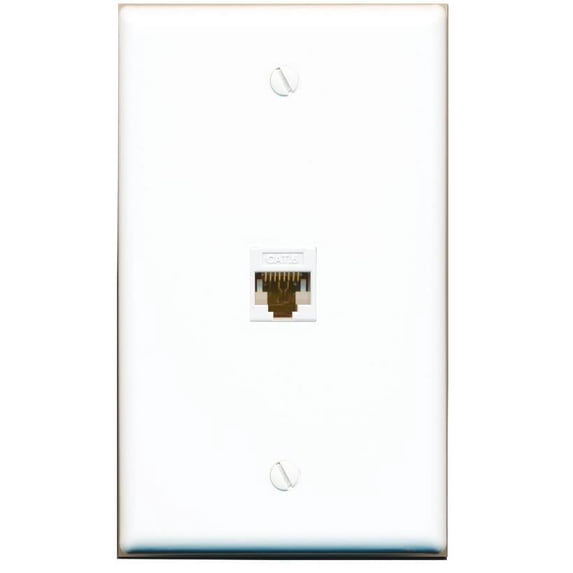 Ultra Spec Cables 1 Port Cat6 Single Gang Flat Ethernet Female F-F Wall Plate 10 Pack