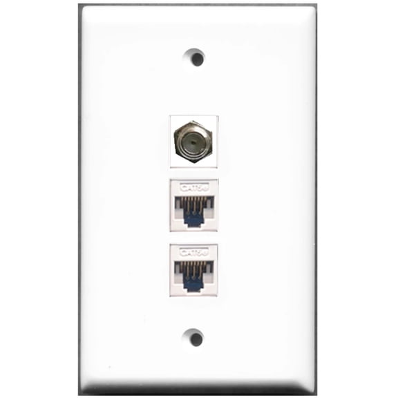 Ultra Spec Cables 1 Port Coax 2 Port Cat5e Wall Plate F/F